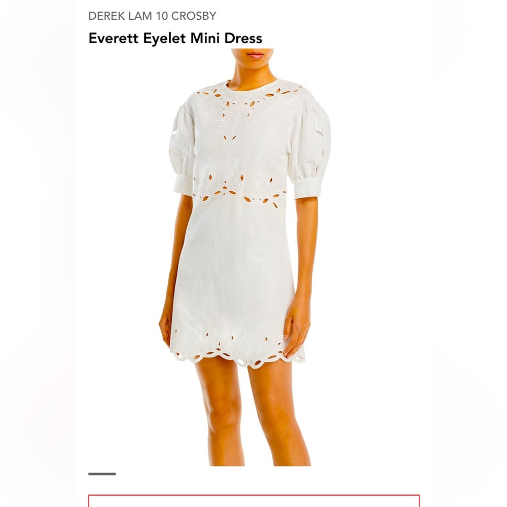 Derek Lam  White Everett Eyelet Mini Dress new with tag